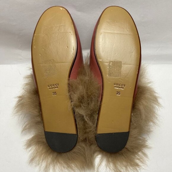 GUCCI Pink Wool-Lined Princetown Slippers Size 35 - Picture 6 of 6